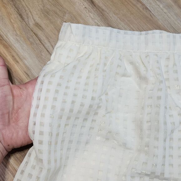 🔹️NWT Maison Jules Marshmallow Cream Checkered Print Skirt w/Pockets Large - Picture 3 of 10
